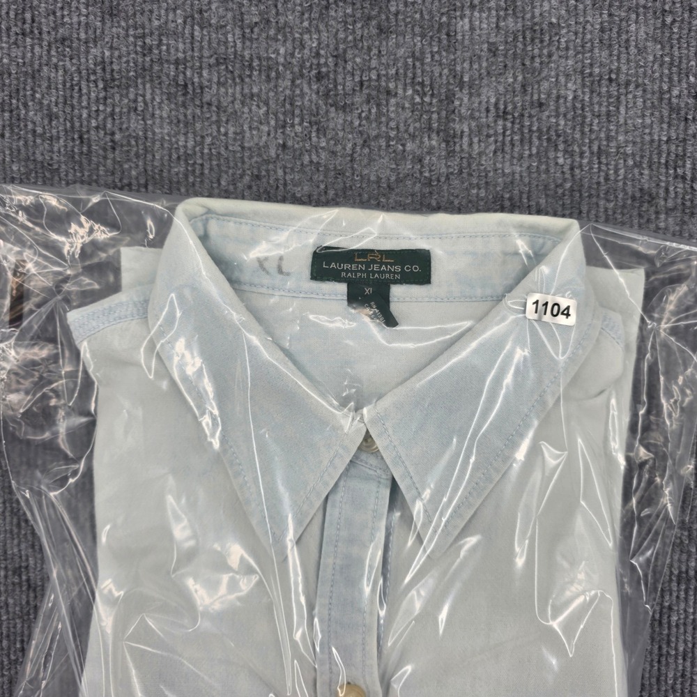 Lauren Ralph Lauren Jeans Co Womens XL Light Wash Denim Button Down Shirt 1104 - Picture 7 of 7